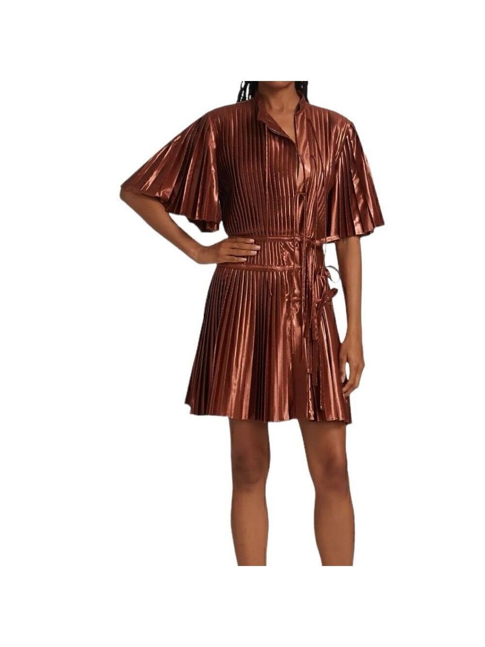 Altuzarra Tosha Pleated Metallic Minidress Size 6(38)